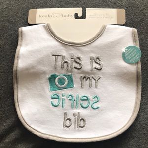 Grey and white novelty bib